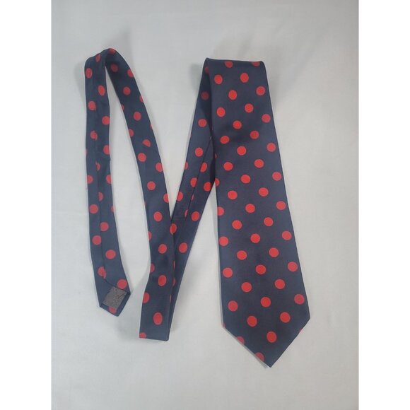 PIERRE BALMAIN Paris Luxury Men's 100% Italian Silk Tie Blue Red Dots - Picture 5 of 9